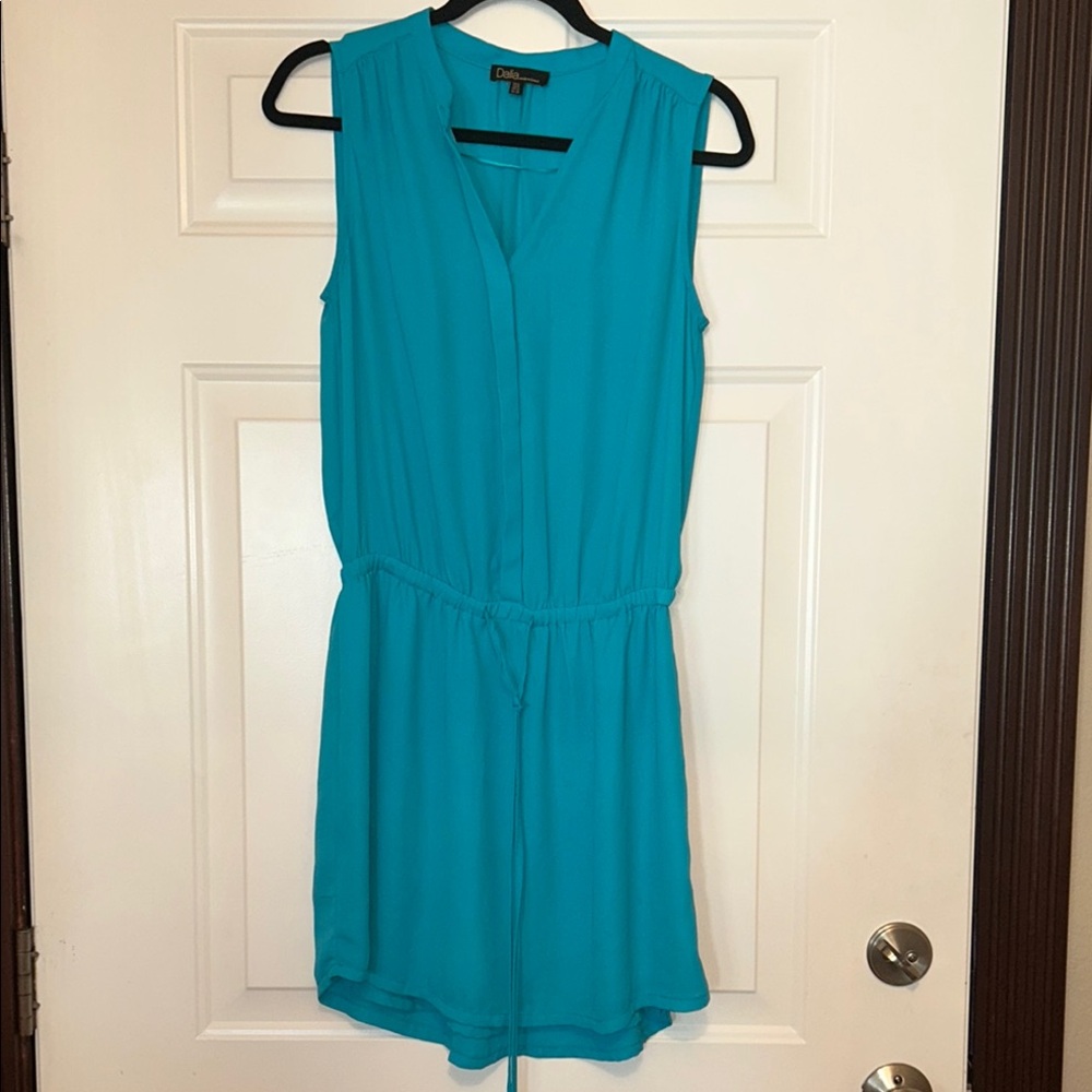 Dalia Sleeveless Dress 8 Teal Casual Lightweight Elastic Waist Lined Everyday